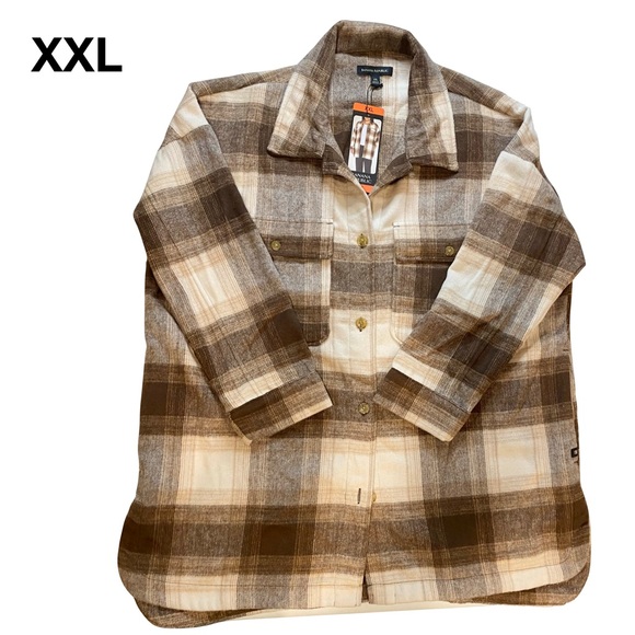 Banana Republic Brown Plaid Flannel Shacket Shirt Jacket Avail. in XL and XXL - Picture 13 of 15